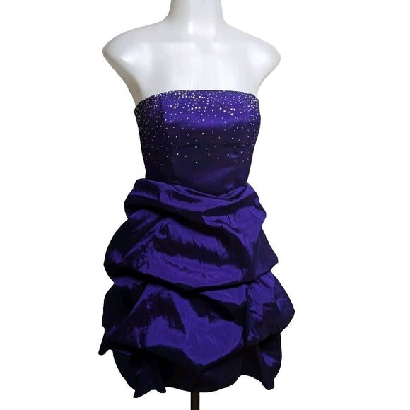 Blondie Nites Stacy Sklar Dress Bubble Gathered Strapless Volume Bling Bodice 1 - Picture 1 of 10